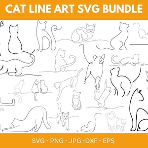 Cute Cat\ Elegant Cat Line Art\ Black & White SVG\ Minimalist Cat SVG Mega Bundle, Cat Kity Clip Art, Line Drawing, Cat Lover Svg, Cat Png.