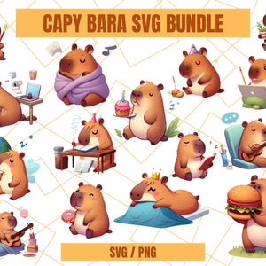 Cute CapyBara SVG Bundle, Cute Capybara Png, Kawaii Capybara Clipart, Kawaii Animal Illustration, Capybara Cricut, Capybara  Png Bundle.