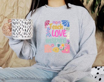 Teach Love Inspire Png, Teacher Gift Png, Teacher Sublimation, Boho Teacher Floral Png, Retro Teacher Png, Teacher Shirt Png, Back to School