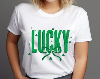 Lucky St Patricks Day Coquette Png, Retro St Patty's Day Png, St Pattys Png, Irish Shamrock Png, Green Shamrock Png, Lucky Charm Png