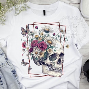 Floral Skull PNG, Boho png, Womens Tshirt Png, Spring Png Designs, Skeleton png, Trendy png, sublimation png