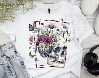 Floral Skull PNG, Boho png, Womens Tshirt Png, Spring Png Designs, Skeleton png, Trendy png, sublimation png