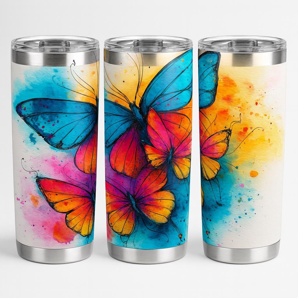Vibrant Watercolor Butterfly Trio Print – Colorful Abstract Wall Art ...