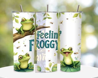 Feeling Froggy Tumbler Wrap PNG, Frog Tumbler Wrap, Frog 20oz Skinny Tumbler Design, Frog Clipart, Tumbler Sublimation Design, Sarcastic Png