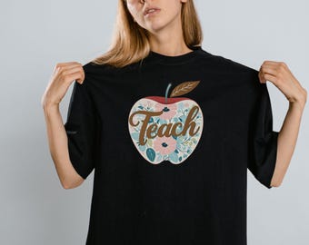 Boho Floral Teach Svg-bundel, Retro Teach Png, Teach Sublimation Design, Boho Teach Png, Teacher Appreciation png, Teacher Life png-ontwerp.