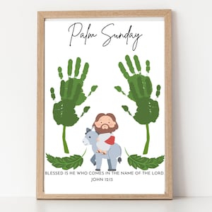 Palm Sunday Handprint Art Craft, Printable Palm Sunday Craft, Easter Story Sunday School Activity, Preschool Bible Handprint Craft