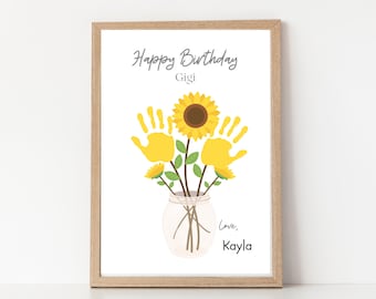 Gigi Birthday Handprint Art, Sunflower Keepsake Gift (Digital Download)