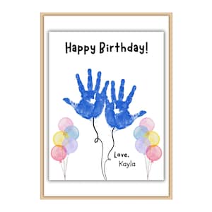 Palloncini con impronta della mano di buon compleanno, regalo di compleanno personalizzato per bambini, neonati, biglietti di auguri con impronta della mano per i nonni
