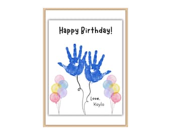 Globos con huellas de manos para cumpleaños, regalo para abuelos (descarga digital)