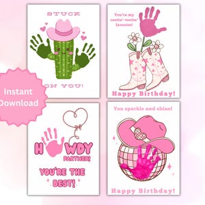 ウエスタン風手形アートセット：カウガールの誕生日記念品（デジタルダウンロード）