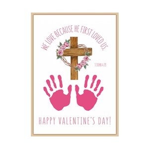 Preschool Bible Craft, Valentine’s Handprint, Christian Homeschool, Sunday School, Preschool Kids Toddler Baby Handprint, Bible Verse Craft