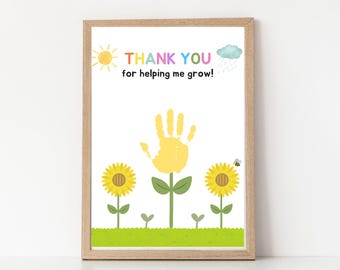Sunflower Handprint Art, Teacher Appreciation Gift (Digital Download)