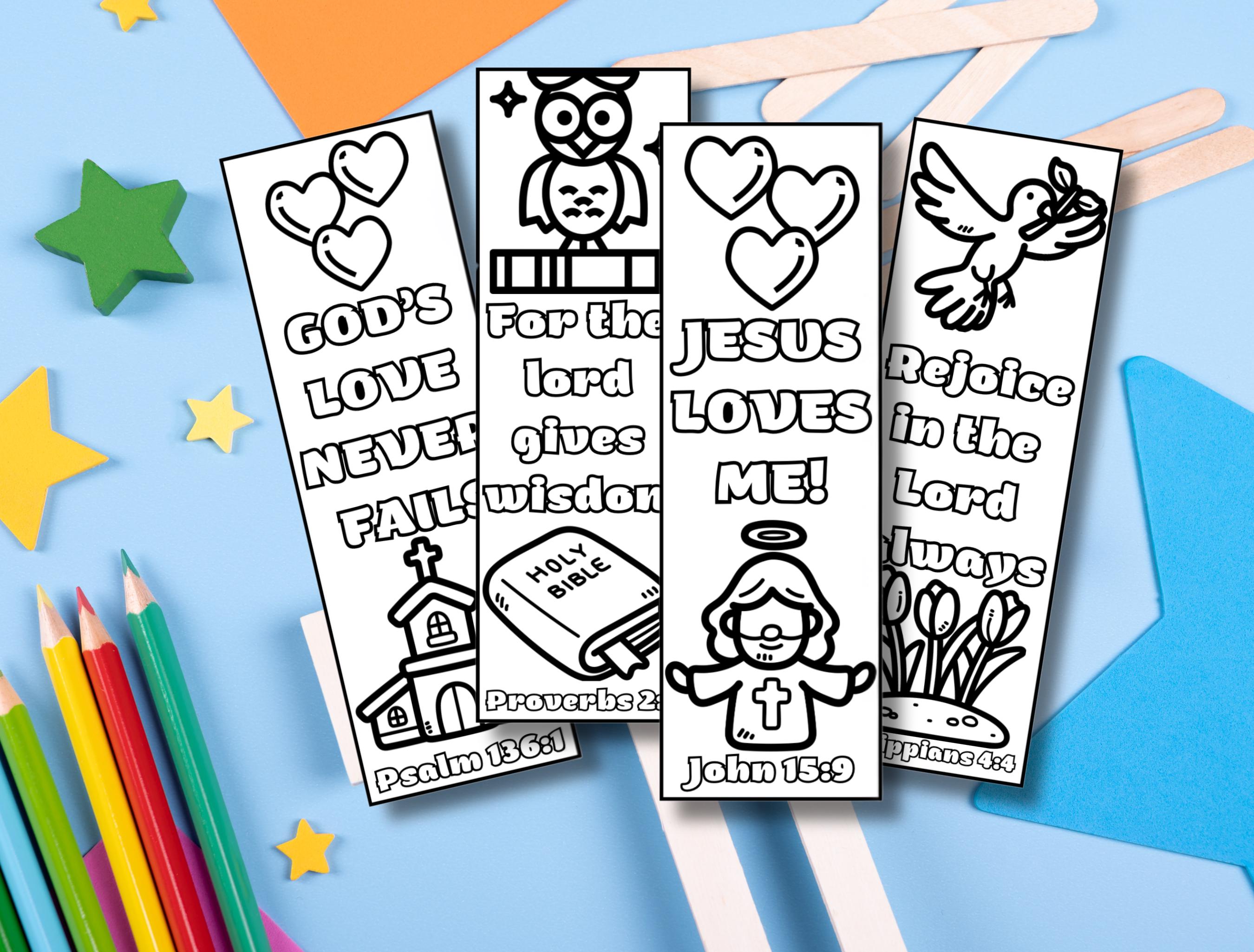 Bible Verse Coloring Bookmarks for Kids: Sunday School Craft (digital ...