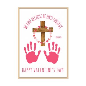 Preschool Bible Craft, Valentine’s Handprint, Christian Craft, Sunday School, Preschool Kids Toddler Baby Handprint, Bible Verse Craft