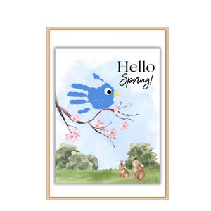 Hello Spring Handprint Art, First Day of Spring Craft, Toddler Spring Crafts, Spring Printable, First Day of Spring, Spring Handprint Craft