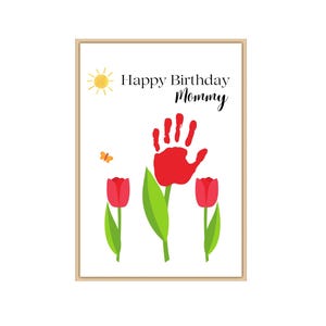 Buon compleanno mamma, impronta della mano, regalo di compleanno personalizzato per bambini, neonato, biglietto di auguri di compleanno per la mamma