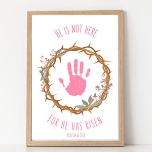 Printable Easter Handprint Art Craft for Kids, Bible Craft for Easter, He Is Risen Keepsake Art, Toddler Preschool Sunday School Craft PDF