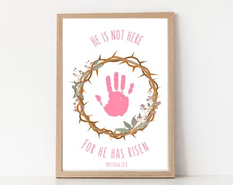 Easter Handprint Art, He Is Risen Keepsake, Sunday School Craft (PDF)
