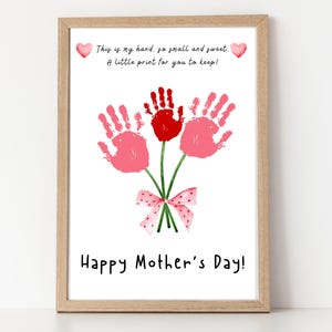 Mother’s Day Handprint Craft, DIY Mother’s Day Gift, Handprint Art, Handprint Flower Craft, Baby Toddler Kids Gift for Mom, Mothers Day Gift