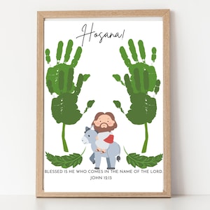 Palm Sunday Handprint Art Craft, Printable Palm Sunday Craft, Easter Story Sunday School Activity, Preschool Bible Handprint Craft