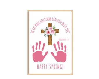 Preschool Bible Craft, Spring Handprint, Christian Craft, Sunday School, Preschool Kids Toddler Baby Handprint, Bible Verse Craft