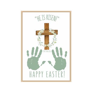 Printable Easter Handprint Art Craft for Kids, Bible Craft for Easter, He Is Risen Keepsake Art, Toddler Preschool Sunday School Craft PDF