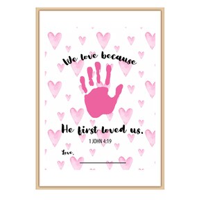 Preschool Bible Craft, Valentine’s Handprint, Christian Craft, Sunday School, Preschool Kids Toddler Baby Handprint, Bible Verse Craft