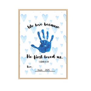 Preschool Bible Craft, Valentine’s Handprint, Christian Craft, Sunday School, Preschool Kids Toddler Baby Handprint, Bible Verse Craft
