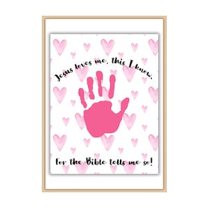 Preschool Bible Craft, Handprint Craft, Christian Craft, Sunday School, Preschool Kids Toddler, Handprint, Bible Verse Craft, Jesus Loves Me