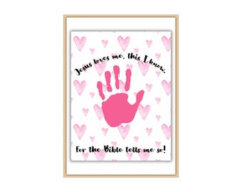 Jesus Loves Me Handprint Craft, Christian Keepsake (Digital Download)