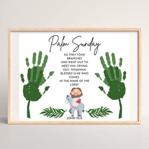 Palm Sunday Handprint Art Craft, Printable Palm Sunday Craft, Easter Story Sunday School Activity, Preschool Bible Handprint Craft