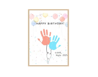 Palloncini con impronta di mani, idea regalo fai da te per compleanni (download digitale)
