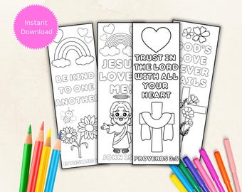 Bible Verse Coloring Bookmarks for Kids: Sunday School Craft (Digital Download)