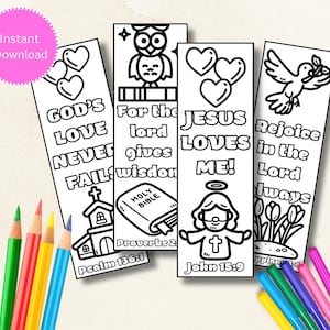 Bible Verse Coloring Bookmarks for Kids: Sunday School Craft (Digital Download)