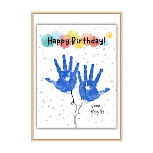 Palloncini con impronta della mano di buon compleanno, regalo di compleanno personalizzato per bambini, neonati, biglietti di auguri con impronta della mano per i nonni