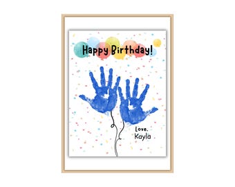 Globos con huellas de manos para cumpleaños, regalo de recuerdo para hacer tú mismo (descarga digital)
