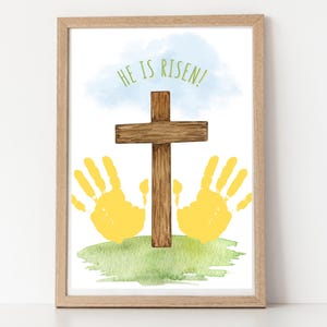 Printable Easter Handprint Art Craft for Kids, Bible Craft for Easter, He Is Risen Keepsake Art, Toddler Preschool Sunday School Craft PDF