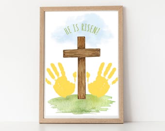 He Is Risen Handprint Art, Easter Keepsake Craft (PDF)