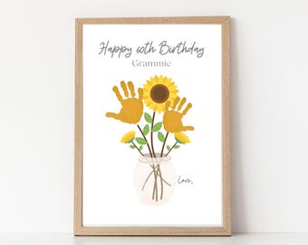 60th Birthday Handprint Art, DIY Grammie Gift (Digital Download)