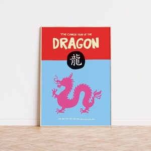 Year of the Dragon Print | Chinese New Year Print | Trendy Wall Art | Modern Decor | Gallery Wall | Chinese Zodiac Art | Asian Dragon