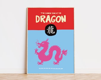 Jahr des Drachen Kunstdruck | Chinesisches Neujahrs Dekor