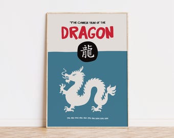 Jahr des Drachen Kunstdruck | Chinesisches Neujahrs Dekor