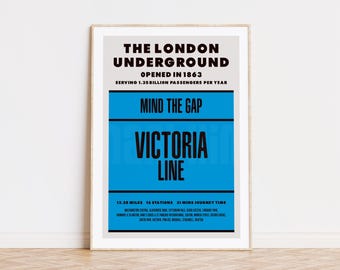 Victoria Line London Underground Print | Minimalist Subway Art