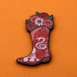 Cowboy Boot Brooch / Cowboy Boot Pin / Cowboy Boot Badge image 1