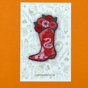 Cowboy Boot Brooch / Cowboy Boot Pin / Cowboy Boot Badge image 2