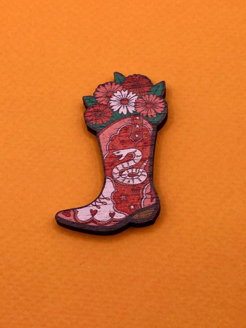 Cowboy Boot Brooch / Cowboy Boot Pin / Cowboy Boot Badge image 1