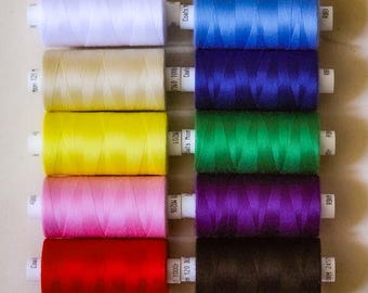 Linha de costura Coats Moon 120s - Caixa com 10 rolos - Carretéis de 1000 jardas