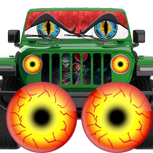 Headlight eye decal red and yellow eye