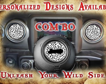 Black and white Leopard print Steering wheel Decal