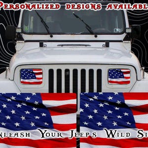 American flag Square Headlight eye decal